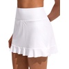 image:imageCRZ YOGA Ruffle Swim Skirt for Women  High Waisted Tummy Control Bathing Suit Bikini Bottoms SkortsWhite