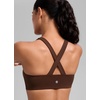 image:imageCRZ YOGA SculptAir Wide Straps Cross Back Sports Bras for Women  U Neck Medium Impact Wireless Padded Workout TopLava Brown
