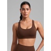 image:imageCRZ YOGA SculptAir Wide Straps Cross Back Sports Bras for Women  U Neck Medium Impact Wireless Padded Workout TopLava Brown