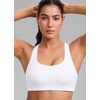 image:imageCRZ YOGA SculptAir Wide Straps Cross Back Sports Bras for Women  U Neck Medium Impact Wireless Padded Workout TopWhite