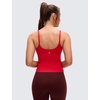image:imageCRZ YOGA Softretch U Back Camisole Tank Tops for Women  Scoop Neck Padded Spaghetti Straps Soft Yoga Crop TopAurora Red