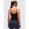 image:imageCRZ YOGA Softretch U Back Camisole Tank Tops for Women  Scoop Neck Padded Spaghetti Straps Soft Yoga Crop TopBlack