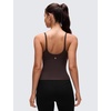 image:imageCRZ YOGA Softretch U Back Camisole Tank Tops for Women  Scoop Neck Padded Spaghetti Straps Soft Yoga Crop TopClay Brown