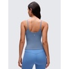 image:imageCRZ YOGA Softretch U Back Camisole Tank Tops for Women  Scoop Neck Padded Spaghetti Straps Soft Yoga Crop TopWashed Denim