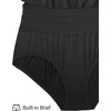 image:imageCRZ YOGA Split Dolphin Board Shorts for Women  High Waisted Overlay Swim Skorts Bathing Suit Bottoms with Brief LinerBlack