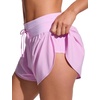 image:imageCRZ YOGA Split Dolphin Board Shorts for Women  High Waisted Overlay Swim Skorts Bathing Suit Bottoms with Brief LinerVita Pink