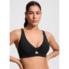 image:imageCRZ YOGA Twist Front Cut Out Bikini Tops for Women  Padded V Neck Spaghetti Strap Criss Cross Swim Bathing Suit BraBlack