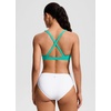 image:imageCRZ YOGA Twist Front Cut Out Bikini Tops for Women  Padded V Neck Spaghetti Strap Criss Cross Swim Bathing Suit BraBlarney Green