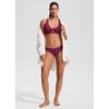 image:imageCRZ YOGA Twist Front Cut Out Bikini Tops for Women  Padded V Neck Spaghetti Strap Criss Cross Swim Bathing Suit BraFuchsia