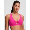 image:imageCRZ YOGA Twist Front Cut Out Bikini Tops for Women  Padded V Neck Spaghetti Strap Criss Cross Swim Bathing Suit BraRose Violet
