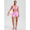 image:imageCRZ YOGA Twist Front Cut Out Bikini Tops for Women  Padded V Neck Spaghetti Strap Criss Cross Swim Bathing Suit BraVita Pink