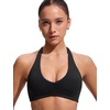 image:imageCRZ YOGA Womens Ruched Front Halter Bikini Tops  Swim Bathing Suit Scoop Neck Backless Swimsuit PaddedBlack