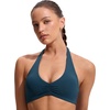 image:imageCRZ YOGA Womens Ruched Front Halter Bikini Tops  Swim Bathing Suit Scoop Neck Backless Swimsuit PaddedInsignia Blue