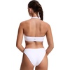 image:imageCRZ YOGA Womens Ruched Front Halter Bikini Tops  Swim Bathing Suit Scoop Neck Backless Swimsuit PaddedWhite
