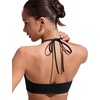 image:imageCRZ YOGA Womens Self Tie Halter Bikini Tops  Swim Bathing Suit Scoop Neck Backless Swimsuit PaddedBlack