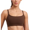 image:imageCRZ YOGA Butterlift Double Lined Scoop Neck Sports Bras for Women  Spaghetti Straps U Back Yoga Top Non PaddedLava Brown