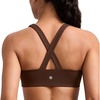 image:imageCRZ YOGA SculptAir Wide Straps Cross Back Sports Bras for Women  U Neck Medium Impact Wireless Padded Workout TopLava Brown