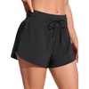 image:imageCRZ YOGA Split Dolphin Board Shorts for Women  High Waisted Overlay Swim Skorts Bathing Suit Bottoms with Brief LinerBlack