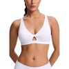 image:imageCRZ YOGA Twist Front Cut Out Bikini Tops for Women  Padded V Neck Spaghetti Strap Criss Cross Swim Bathing Suit BraWhite