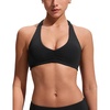 image:imageCRZ YOGA Womens Ruched Front Halter Bikini Tops  Swim Bathing Suit Scoop Neck Backless Swimsuit PaddedBlack