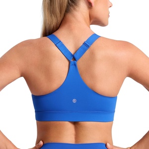 image:imageCRZ YOGA Butterbreeze Wide YStrap Back Sports Bras for Women  Training Gym Square Neck Adjustable Racerback Padded TopSparkle Blue