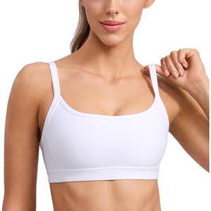 image:imageCRZ YOGA Butterlift Double Lined Scoop Neck Sports Bras for Women  Spaghetti Straps U Back Yoga Top Non PaddedWhite