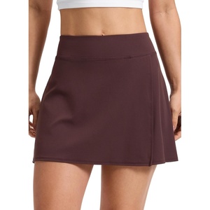 image:imageCRZ YOGA Butterlift High Side Slit Golf Skirts for Women  Aline Mini Tennis Casual Skort with Builtin Short LinerFudge Brown