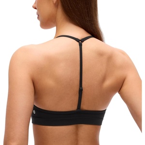 image:imageCRZ YOGA Butterluxe Soft Double Lined TBack Sports Bras for Women  V Neck Adjustable Strap Yoga Crop Top Casual Non PaddedBlack