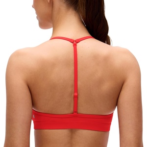 image:imageCRZ YOGA Butterluxe Soft Double Lined TBack Sports Bras for Women  V Neck Adjustable Strap Yoga Crop Top Casual Non PaddedDeep Red