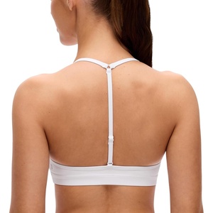 image:imageCRZ YOGA Butterluxe Soft Double Lined TBack Sports Bras for Women  V Neck Adjustable Strap Yoga Crop Top Casual Non PaddedWhite