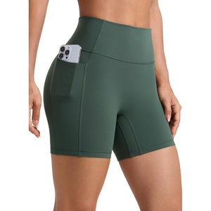 image:imageCRZ YOGA Secretsculpt Butterlift Biker Shorts Pockets 5  No Front Seam Womens High Waist Workout Booty Scrunch ButtDark Forest Green