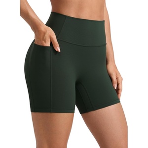 image:imageCRZ YOGA Secretsculpt Butterlift Biker Shorts Pockets 5  No Front Seam Womens High Waist Workout Booty Scrunch ButtLegend Green