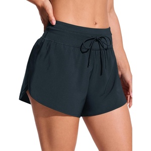 image:imageCRZ YOGA Split Dolphin Board Shorts for Women  High Waisted Overlay Swim Skorts Bathing Suit Bottoms with Brief LinerTrue Navy