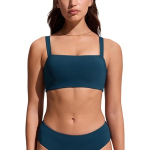 image:imageCRZ YOGA Square Neck Bikini Tops for Women  Padded Wide Straps Full Coverage Bathing Suit Swim BraInsignia Blue