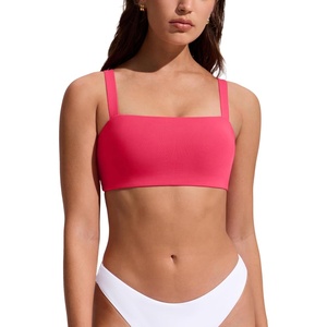 image:imageCRZ YOGA Square Neck Bikini Tops for Women  Padded Wide Straps Full Coverage Bathing Suit Swim BraMagenta