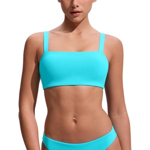 image:imageCRZ YOGA Square Neck Bikini Tops for Women  Padded Wide Straps Full Coverage Bathing Suit Swim BraTurquoise