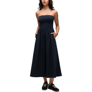 image:imageCRZ YOGA Strapless Tube Top Maxi Dress for Women  Sleeveless Off Shoulder Flowy Casual Travel Outfits with Side PocketsTrue Navy