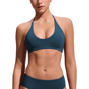 image:imageCRZ YOGA Womens Self Tie Halter Bikini Tops  Swim Bathing Suit Scoop Neck Backless Swimsuit PaddedInsignia Blue