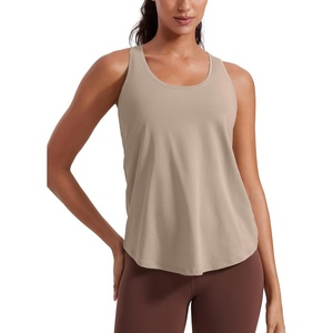 image:imageCRZ YOGA Pima Cotton Racerback Tank Tops for Women  Workout Athletic Casual Soft Scoop Neck Sleeveless ShirtsMortar Color