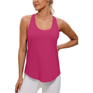image:imageCRZ YOGA Pima Cotton Racerback Tank Tops for Women  Workout Athletic Casual Soft Scoop Neck Sleeveless ShirtsSizzling Pink