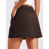 image:imageCRZ YOGA 4Way Stretch A Line Skirts for Women  High Waitsted Mini Lined Tennis Work Drawstring Skort with PocketsHot Fudge Brown