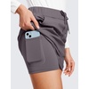 image:imageCRZ YOGA 4Way Stretch A Line Skirts for Women  High Waitsted Mini Lined Tennis Work Drawstring Skort with PocketsTornado Grey