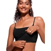 image:imageCRZ YOGA Cami Strap Bikini Tops for Women  Padded Scoop Neck Longline Swimsuit Adjustable Bathing Suit Crop TankiniBlack