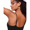 image:imageCRZ YOGA Cami Strap Bikini Tops for Women  Padded Scoop Neck Longline Swimsuit Adjustable Bathing Suit Crop TankiniBlack