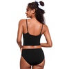 image:imageCRZ YOGA Cami Strap Bikini Tops for Women  Padded Scoop Neck Longline Swimsuit Adjustable Bathing Suit Crop TankiniBlack