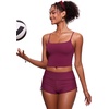 image:imageCRZ YOGA Cami Strap Bikini Tops for Women  Padded Scoop Neck Longline Swimsuit Adjustable Bathing Suit Crop TankiniFuchsia