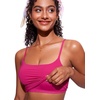 image:imageCRZ YOGA Cami Strap Bikini Tops for Women  Padded Scoop Neck Longline Swimsuit Adjustable Bathing Suit Crop TankiniGranita Pink