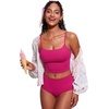 image:imageCRZ YOGA Cami Strap Bikini Tops for Women  Padded Scoop Neck Longline Swimsuit Adjustable Bathing Suit Crop TankiniGranita Pink