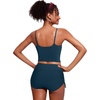 image:imageCRZ YOGA Cami Strap Bikini Tops for Women  Padded Scoop Neck Longline Swimsuit Adjustable Bathing Suit Crop TankiniInsignia Blue
