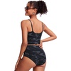 image:imageCRZ YOGA Cami Strap Bikini Tops for Women  Padded Scoop Neck Longline Swimsuit Adjustable Bathing Suit Crop TankiniJungle Camouflage Gray